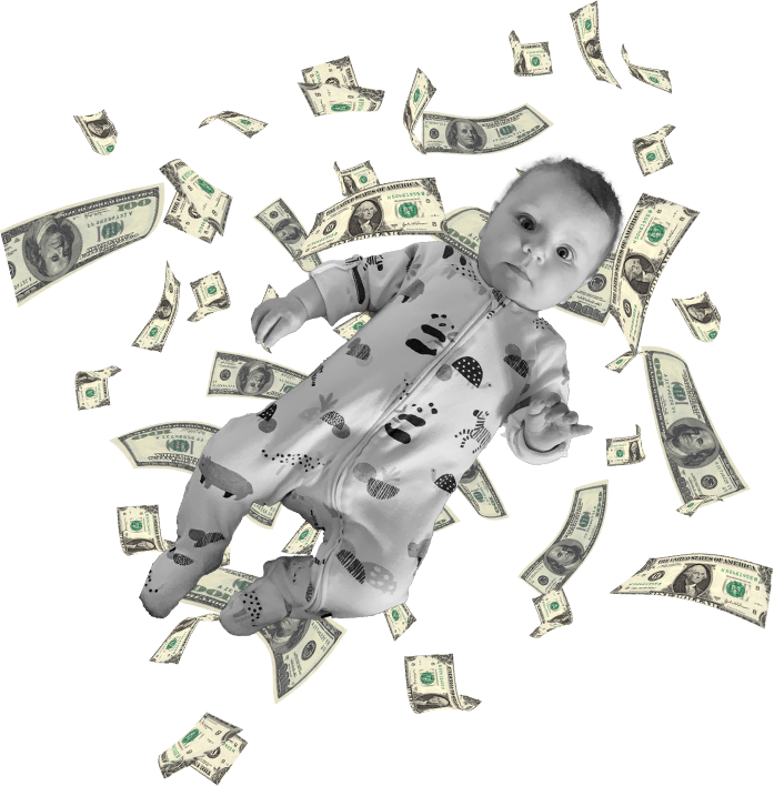 Baby holding money